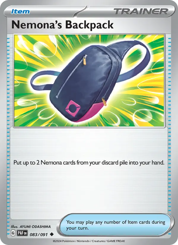 Nemona's Backpack — Paldean Fates #083
