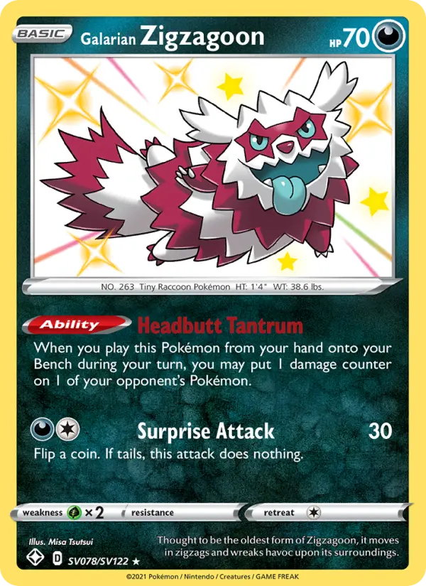 Galarian Zigzagoon — Shining Fates #SV078